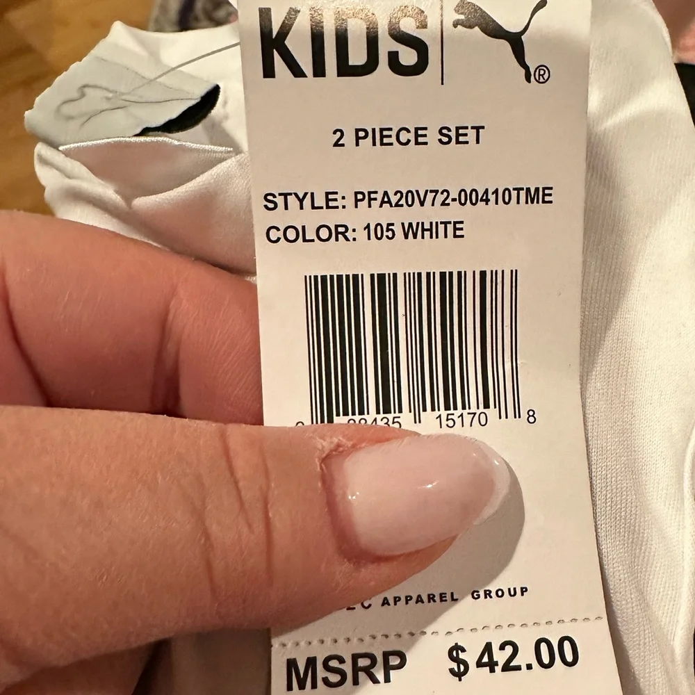 Puma Boys Two Piece Kids Set White Black - Picture 5 of 8